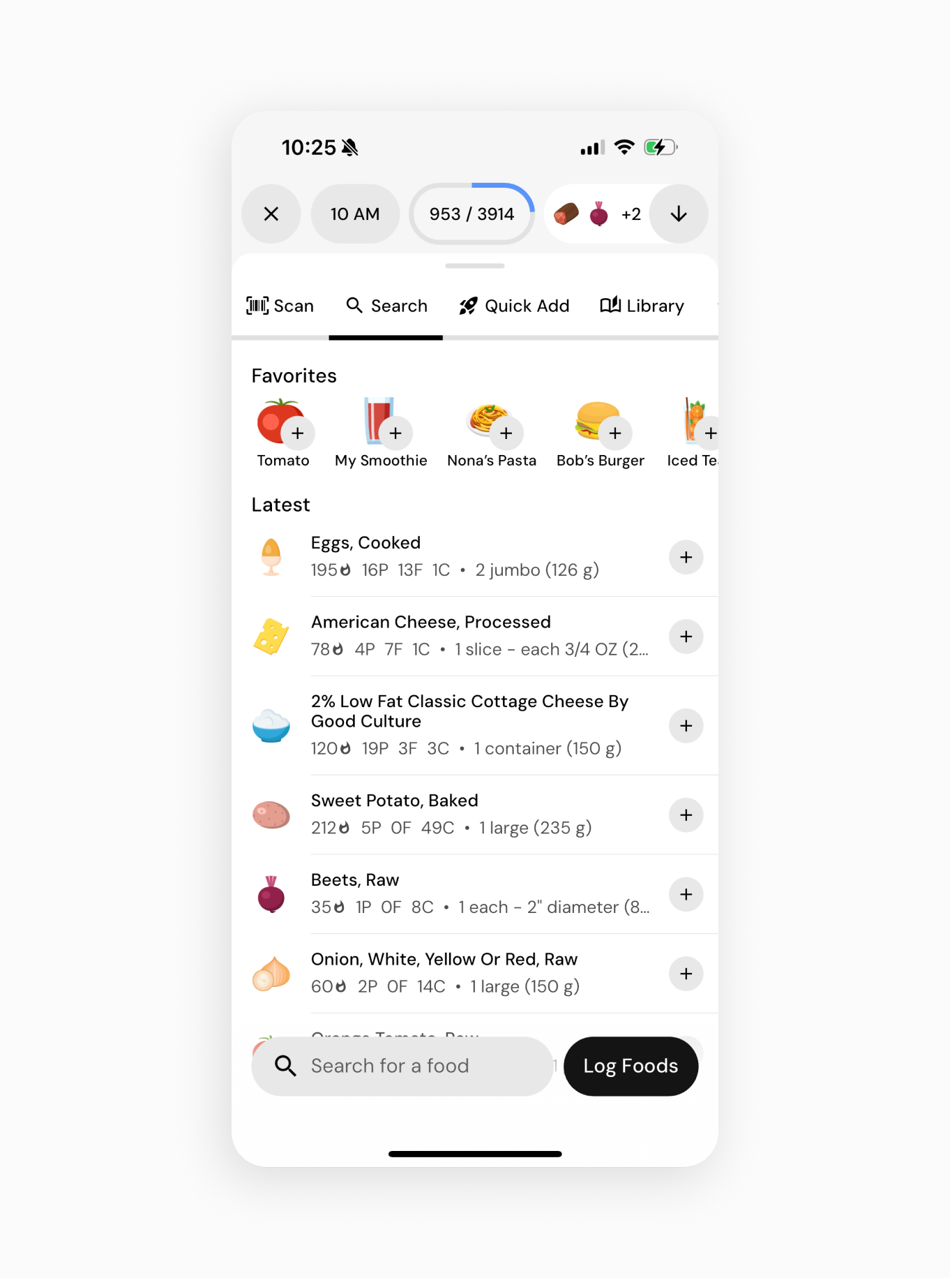 quick access to your favorite foods in MacroFactor
